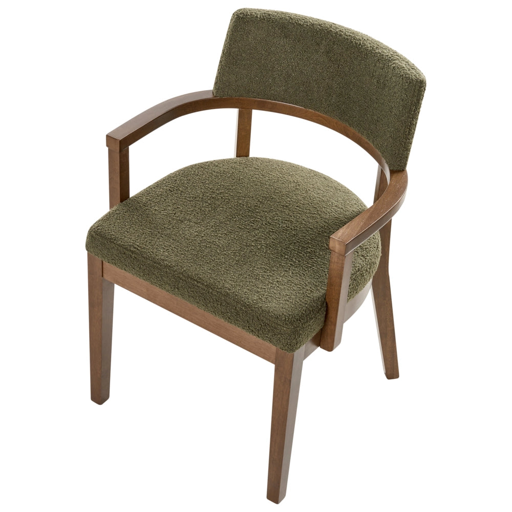 Set di 2 sedie da pranzo in stile tradizionale Seduta imbottita Boucle Legno e verde Stile retrò tradizionale