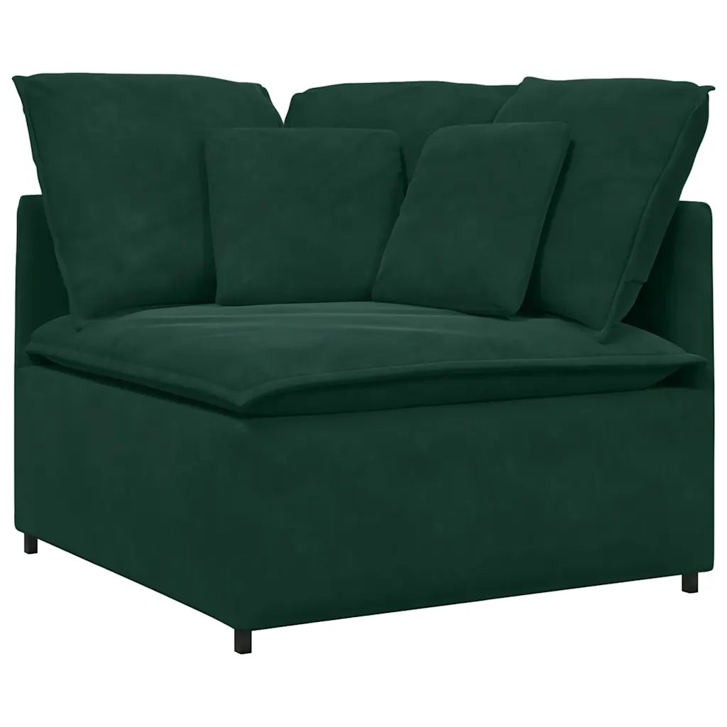 vidaXL Divano Modulare con Cuscini in Velluto Verde Scuro