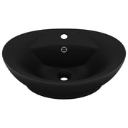 Lavandino-Lavello con Troppopieno Ovale Nero Opaco 58,5x39cm Ceramica