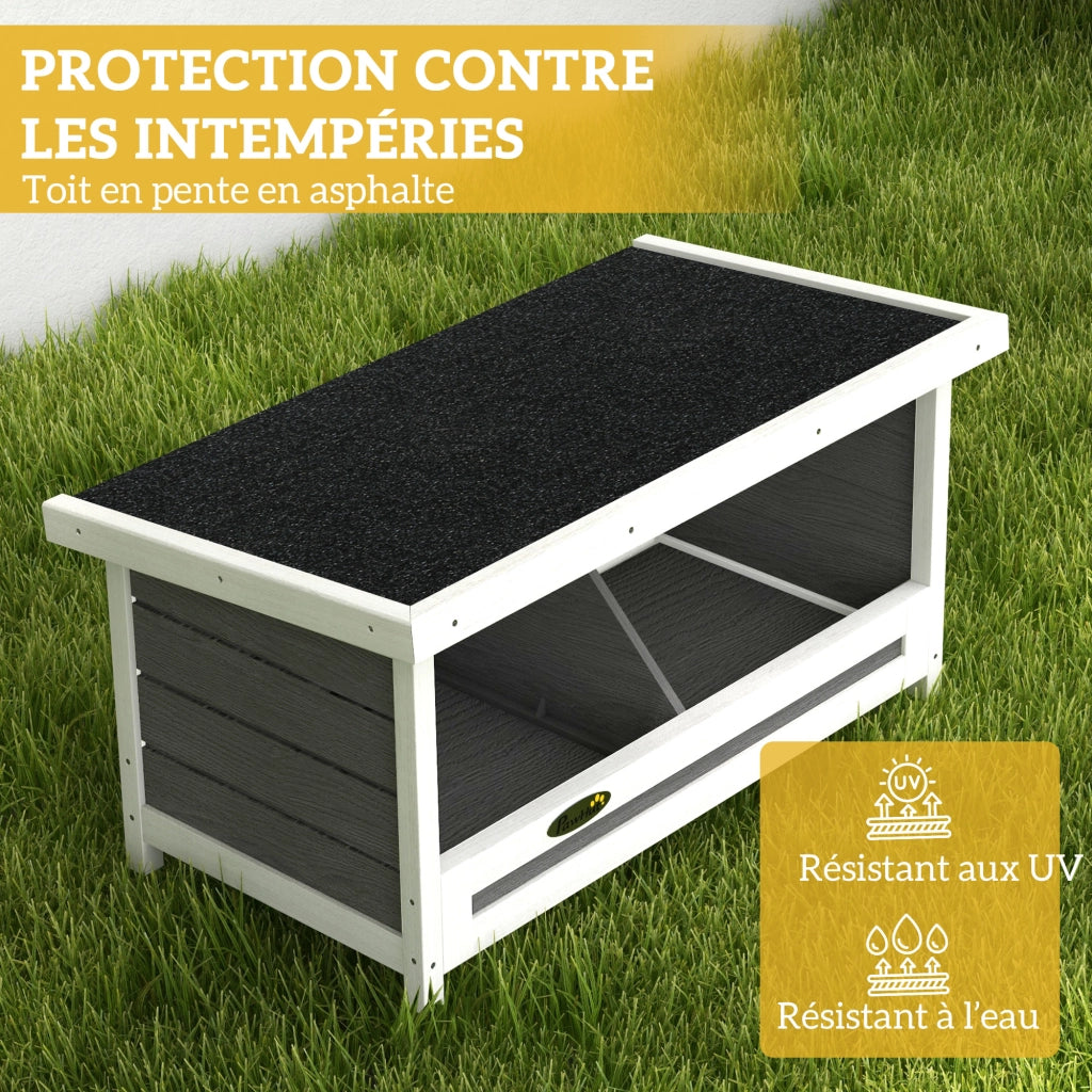 Pollaiolo 3 posti con tetto in legno ¨C zephmum ¨C 66x37x34 cm grigio nero