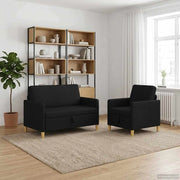 Set di Divani con Storage 2 pz Nero Poliestere 3429150