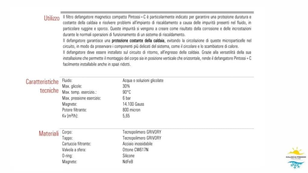 Filtro Defangatore Magnetico bianco per caldaia da 3/4" universale per caldaie a condensazione