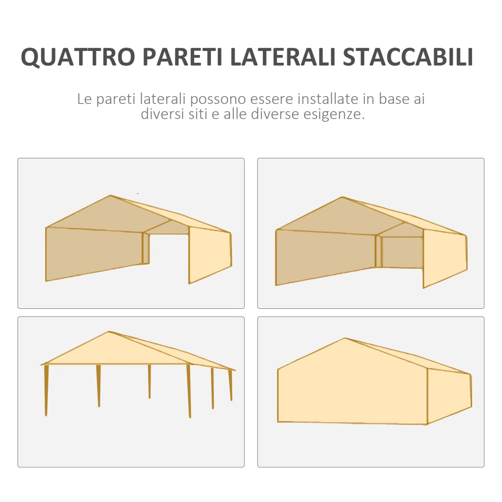 Gazebo per Feste 6x3m con Pareti ¨C zephmum ¨C Bianco