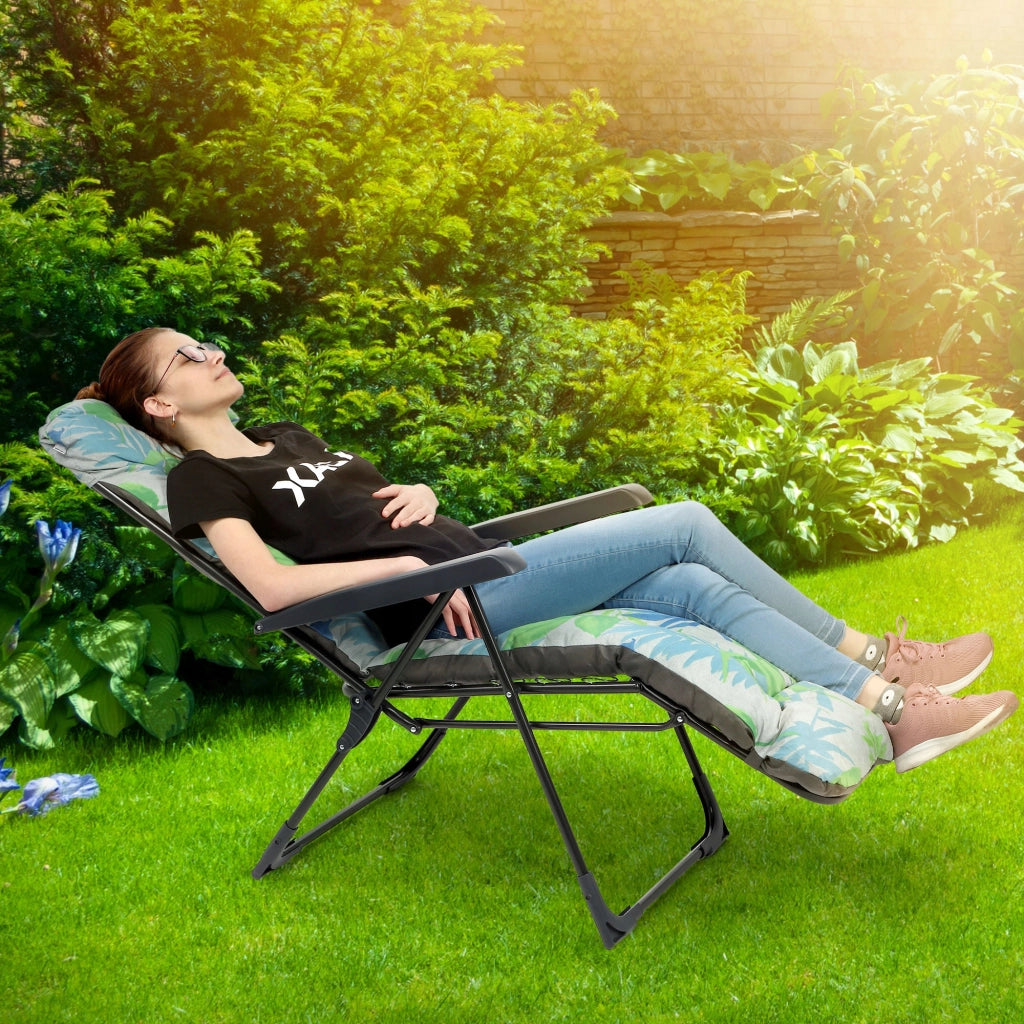 Sedia da spiaggia/giardino KADAX con cuscino e poggiapiedi, regolabile, portata massima 110 kg