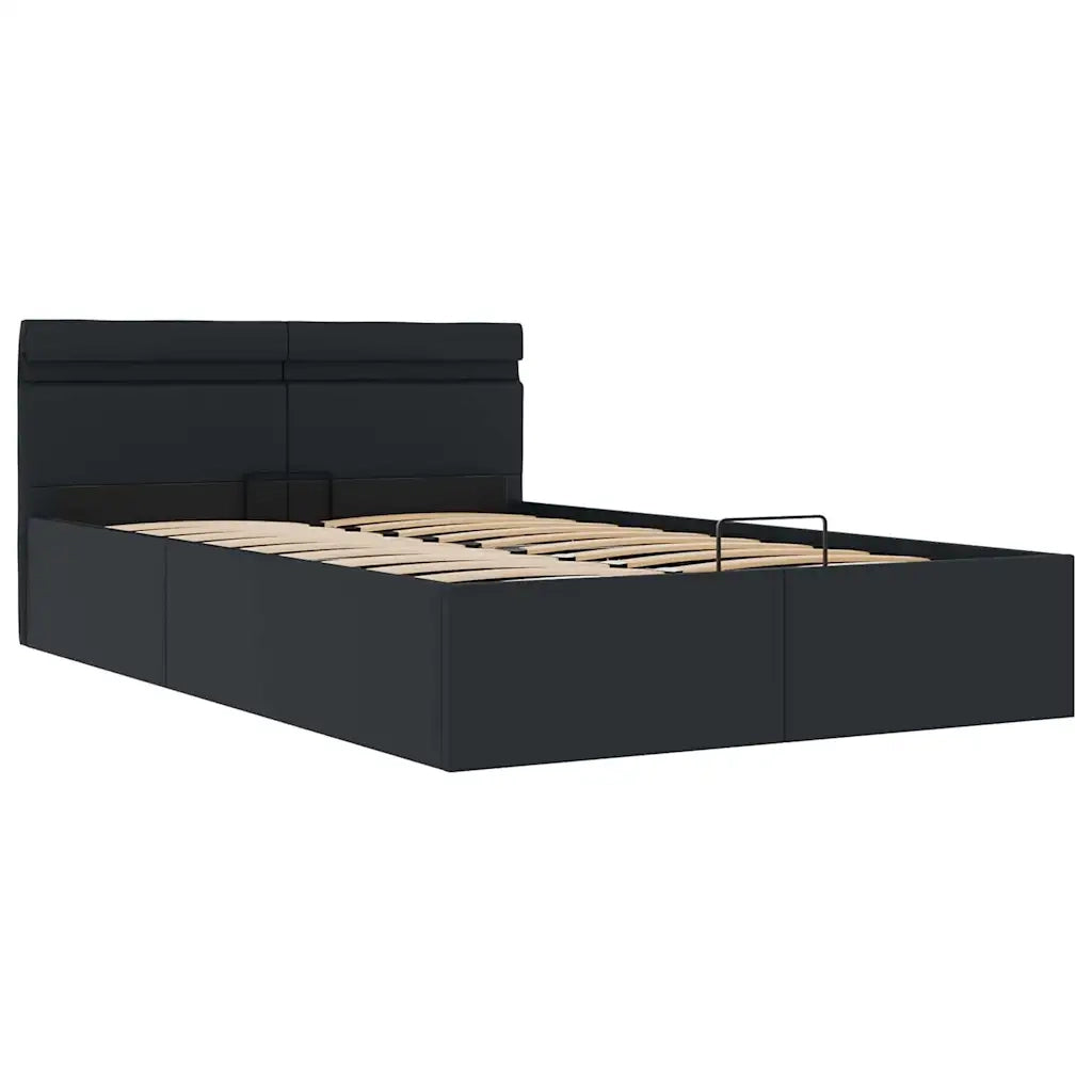 Giroletto Contenitore Idraulico LED Nero Similpelle 120x200 cm 285542