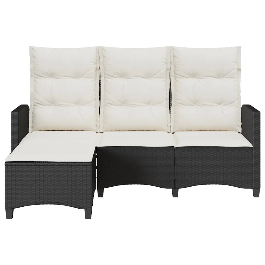 vidaXL Divano da Giardino Reclinabile a L con Cuscini Nero Polyrattan