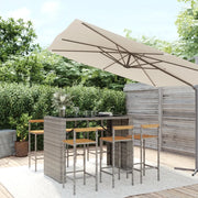 Set Bar Giardino 7pz Grigio Polyrattan e Legno Massello Acaciacod mxl 101191