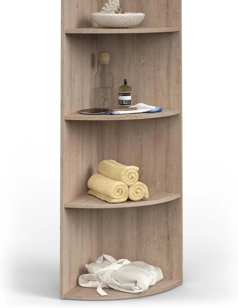 Libreria angolare da terra Ecki, Sonoma, 40 x 180 cm, per montaggio a parete con tre ripiani aperti