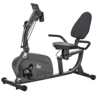 Cyclette Orizzontale Magnetica 8 Resistenze, Display LCD, Sedile Regolabile ed Elastici per Braccia