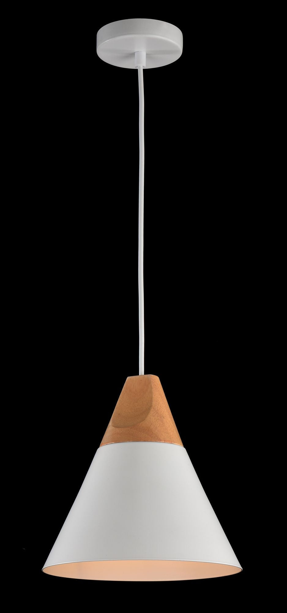 Lampada pendente Pendant in Metallo e Legno Bicones Bianco