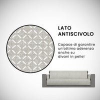 Copridivano con Copri Braccioli Seduta 60 cm in Poliestere Beige