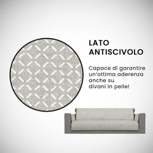 Copridivano con Copri Braccioli Seduta 60 cm in Poliestere Beige