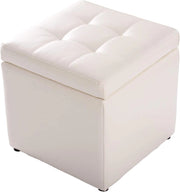 Pouf Cubo Poggiapiedi, Sgabello Quadrato Contenitore, Ottomana con Coperchio, con Vano Portaoggetti, Piedini Antiscivolo, Portata di 300 kg, 40 x 40 x 40 cm, Nero/Marrone/Bianco