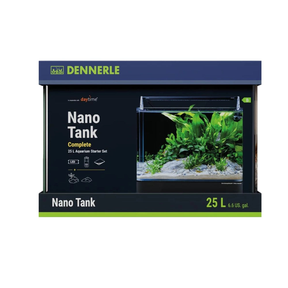Dennerle Nano Tank Complete 25L - acquario con vetro panoramico cm36x28x25h con filtro, LED e substrato