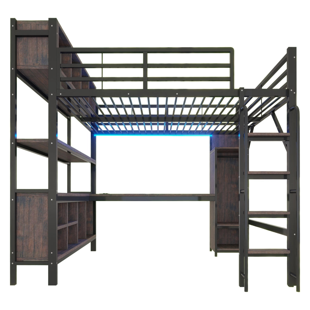 letto alto in metallo nero 145 x 229.2 cm