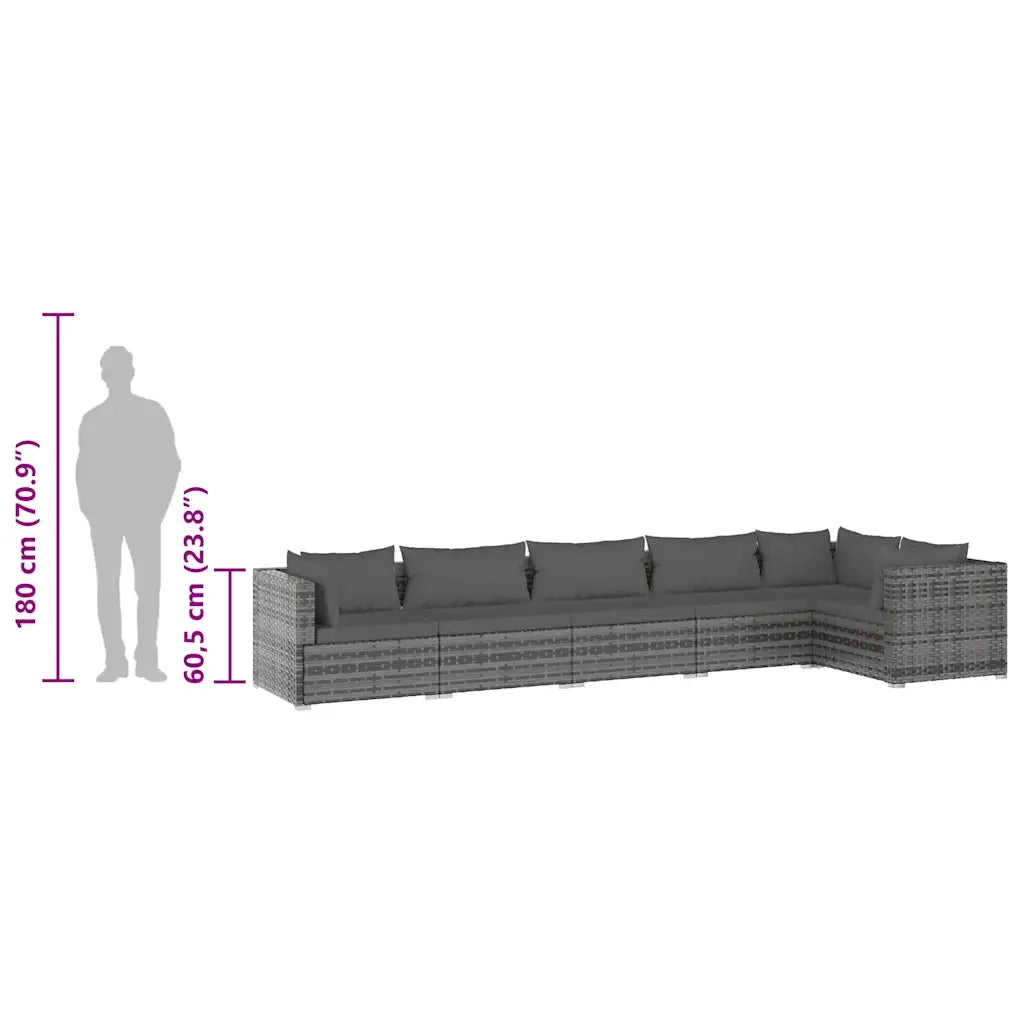 Set Divani da Giardino con Cuscini 6 pz in Polyrattan Grigio 3101709