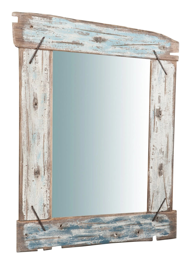 Biscottini Specchio da parete in legno massello L63xPR4xH88 cm. effetto antico dipinto