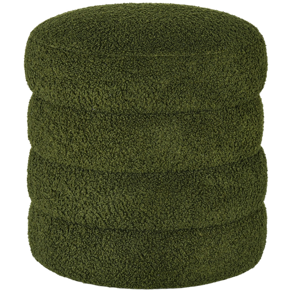 Pouf rotondo ¨C zephmum ¨C verde, in tessuto peluche, 40x45 cm