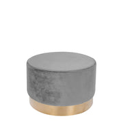 Pouf tondo Nano in velluto rosa con base dorata