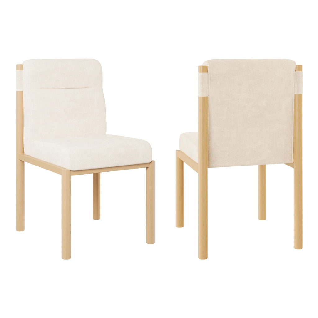 Set 2 sedie da pranzo beige in Sherpa con struttura in metallo, seduta imbottita, stile moderno per sala da pranzo