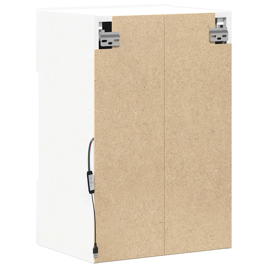 Mobili da parete con luci LED per TV 2pz | Armadietto TV | Mobile Porta TV Bianchi 40x30x60,5 cm
