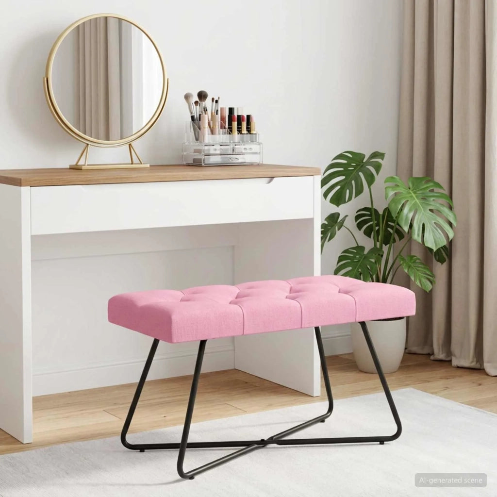 Panchina con bottoni imbottiti Rosa 80 x 40 x 46 cm Tessuto 42038369