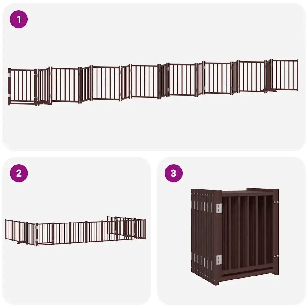 Cancello Cani Porta Pieghevole Marrone 15 Pannelli 750cm Pioppo 3155717