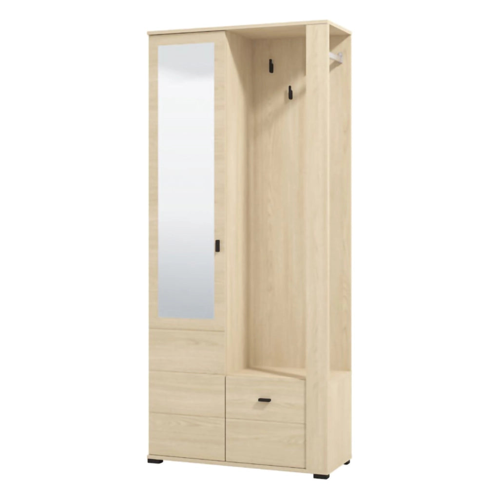 Vique, Mobile da Ingresso Specchio Incluso, 87x36x197h cm Marrone Rovere