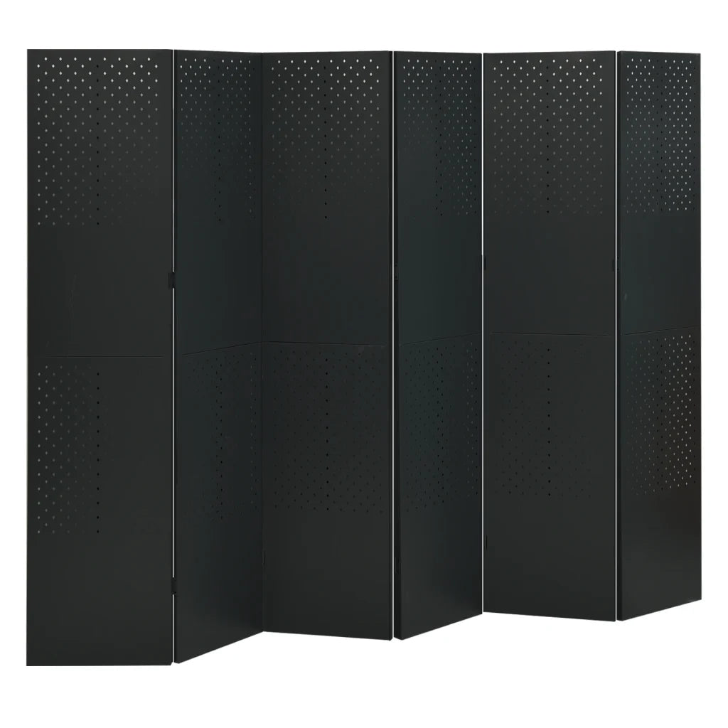 Paravento a 6 Pannelli 2 pz Nero 240x180 cm in Acciaio 3095199