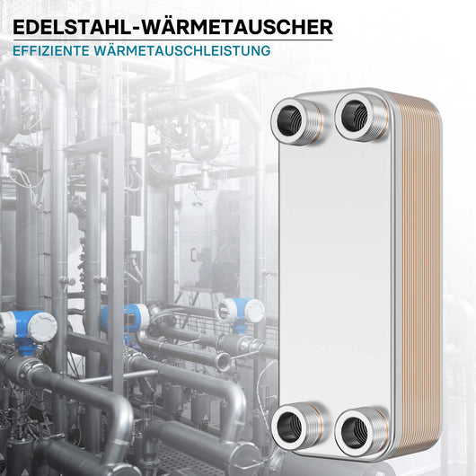 Scambiatore a piastre saldobrasate in acciaio inox, 20 piastre, max 115 kW