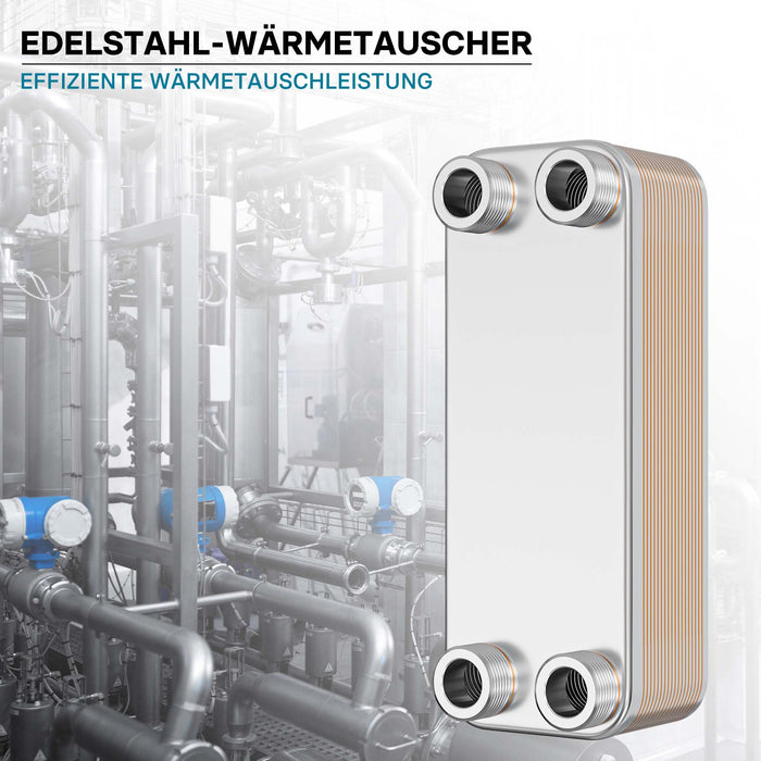 Scambiatore a piastre saldobrasate in acciaio inox, 20 piastre, max 115 kW