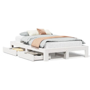 Letto matrimoniale | Letto per adulti | Giroletto senza Materasso Bianco 135x190 cm Legno Massello Pino