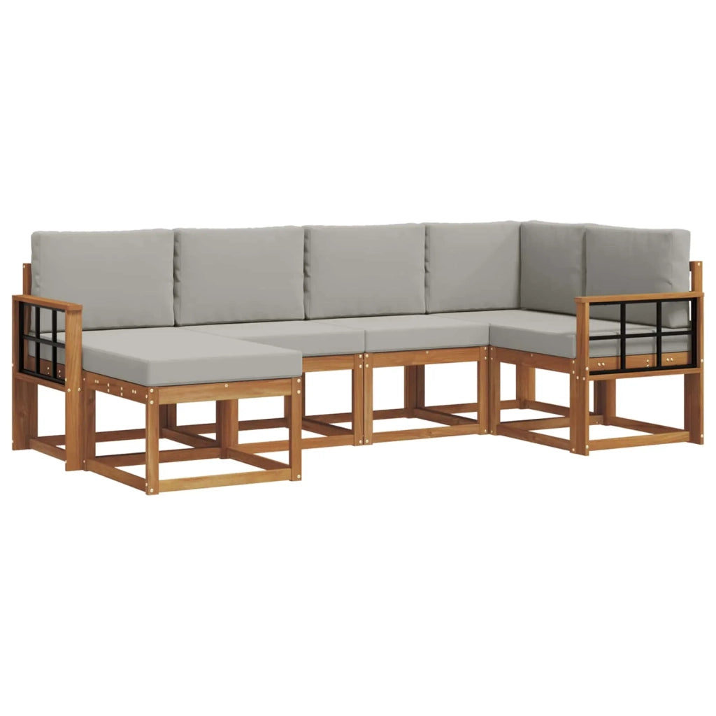 Set di divani da esterno 6 pcs Grigio Naturale e Chiaro