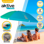 Parasole da spiaggia 220 cm - Grande ombrellone con tetto ventilato e protezione UV 50 - Design colorato incluso sacchetto di trasporto