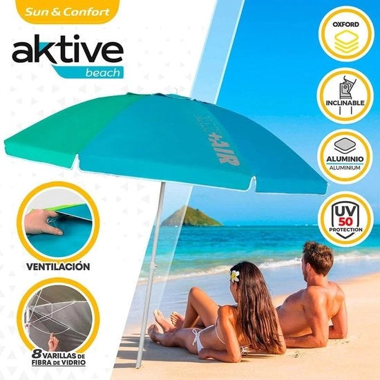 Parasole da spiaggia 220 cm - Grande ombrellone con tetto ventilato e protezione UV 50 - Design colorato incluso sacchetto di trasporto