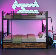 Letto a soppalco 90x200 cm con scrivania; illuminazione LED; MDF e metallo; nero