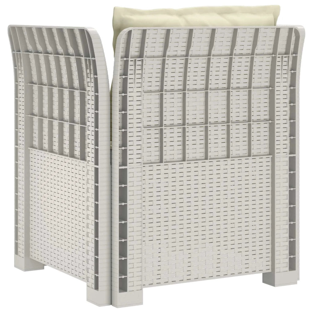 Poltrona a 1 Posto con Cuscini Aspetto Rattan PP Bianco 8011876