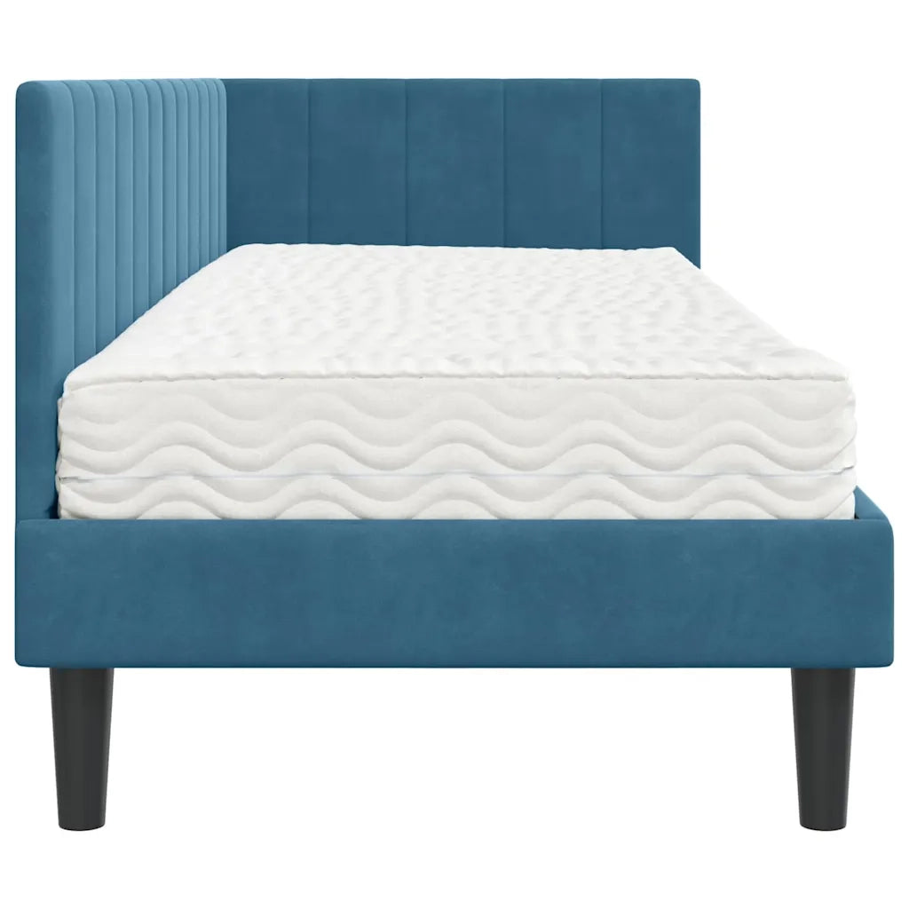 Struttura Letto Angolare con Materasso 2 pz-Giroletto con materasso Blu Velluto 554590
