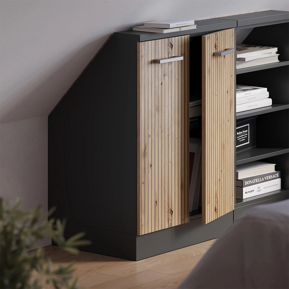 Mobile sottotetto Rion Rovere artigianale/Antracite con 2 porte Vicco