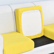 Cuscino banco copri cuscino - Cuscino elastico per divano, copri cuscino per sala da pranzo, copri divano, antiscivolo e morbido, con fondo elastico, Dimensioni doppio cuscino: lunghezza 100-125*larghezza 50-65*altezza 5-20cm - giallo