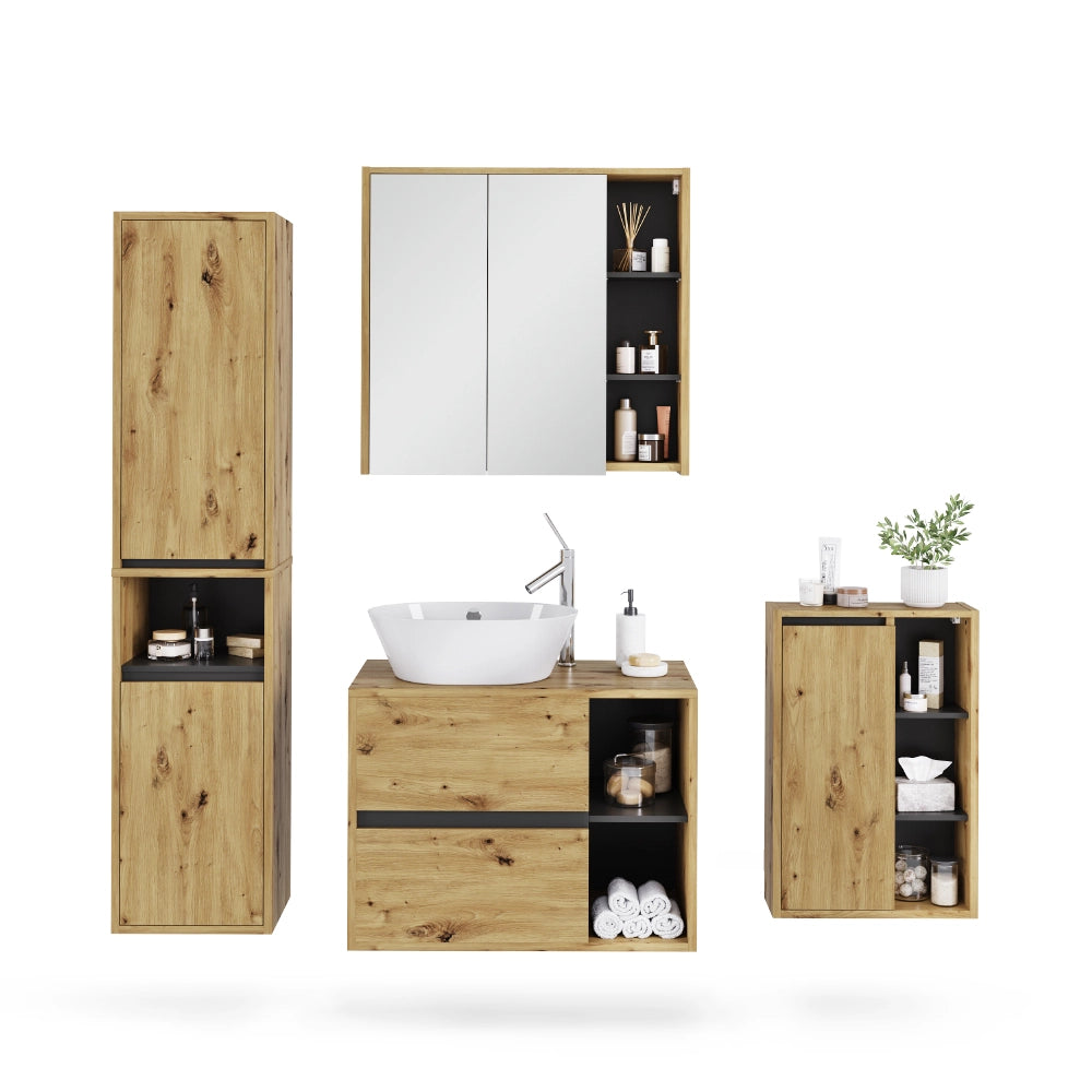 Vicco Set di mobili da bagno Artigiano/grigio 4 parti