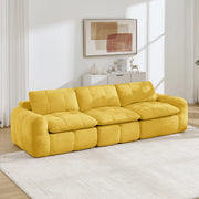 Divano modulare 3 posti 264x97 cm giallo in chenille; senza telaio