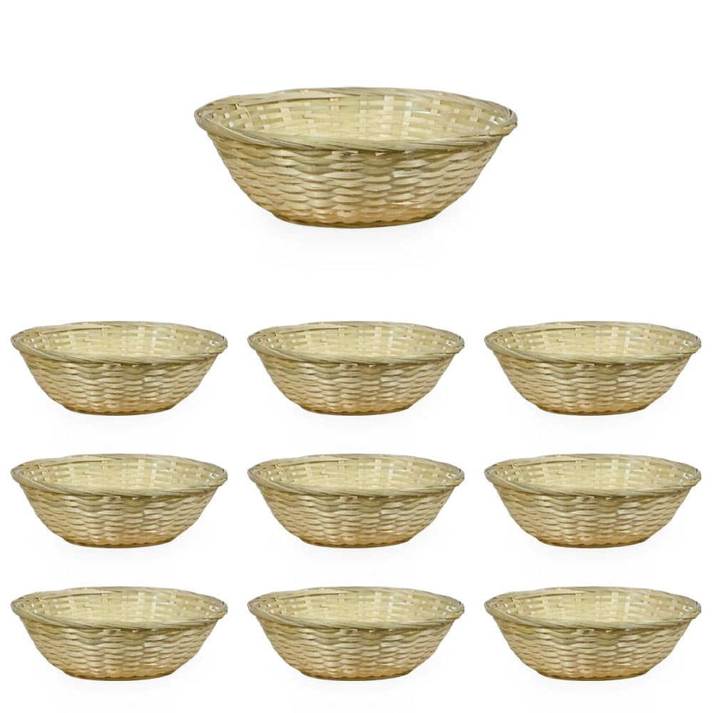 Ceste Cestini espositore intrecciati rotondi x10 fibra naturale cm 20 x 20 x h 7