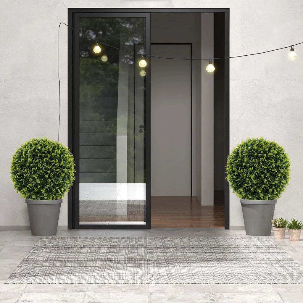 Set di 2 Sfere Topiarie in Cedro 50 cm, Sfere in Buxus con Protezione Solare, Piante Decorative Artificiali per Giardino, Porta d'Ingresso e Balcone