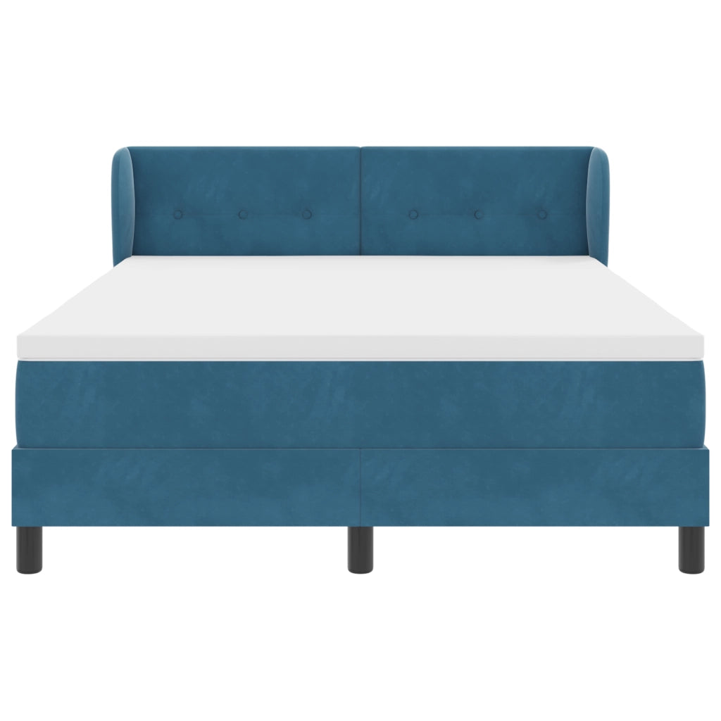 Box Spring letto con materasso blu scuro 140x200 cm in velluto