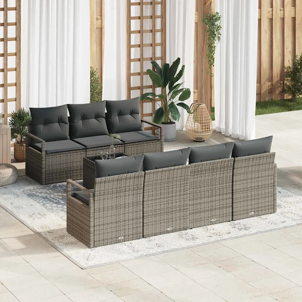 Set di divani con cuscino 8 pcs Grigio polyrattan 3346289