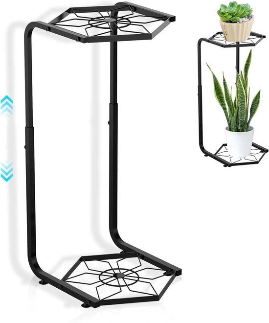 Piantaio per interno ed esterno - 2 livelli, regolabile (213" / 248" / 283") - Piantaio metallico angolare per giardino, terrazza, balcone