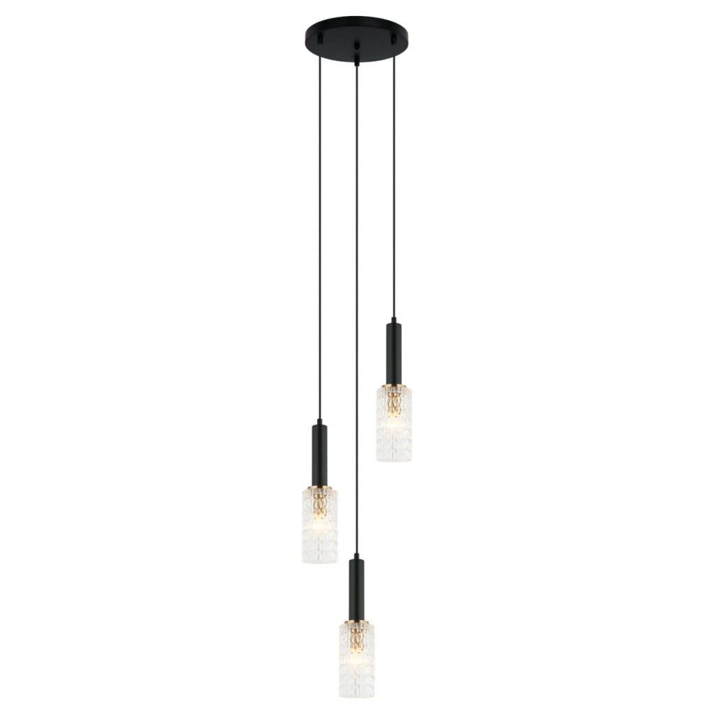 Lampadario Italux Perola moderno nero oro vetro 3xE14