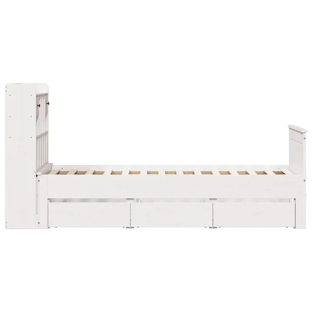 Letto Libreria senza Materasso Bianco 90x190 cm Massello Pino 3308943