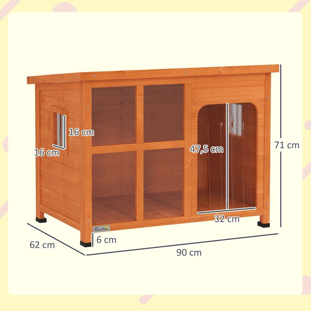Casetta per Cani Esterno con Tetto in Tegole ¨C zephmum ¨C 90x62x71 cm Legno Naturale
